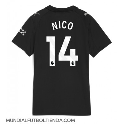 Camiseta Manchester City Nico Gonzalez #14 Segunda Equipación Replica 2025-26 para mujer mangas cortas Camiseta Manchester City Nico Gonzalez #14 Segunda Equipación Replica 2025-26 para mujer mangas cortas